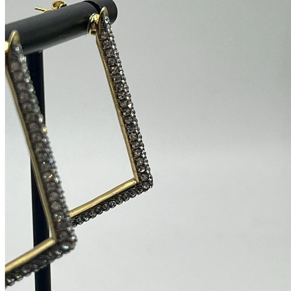 Demarson Yana Angular Pave  Swarovski‎ Crystal Gold Plated Front Part Earrings